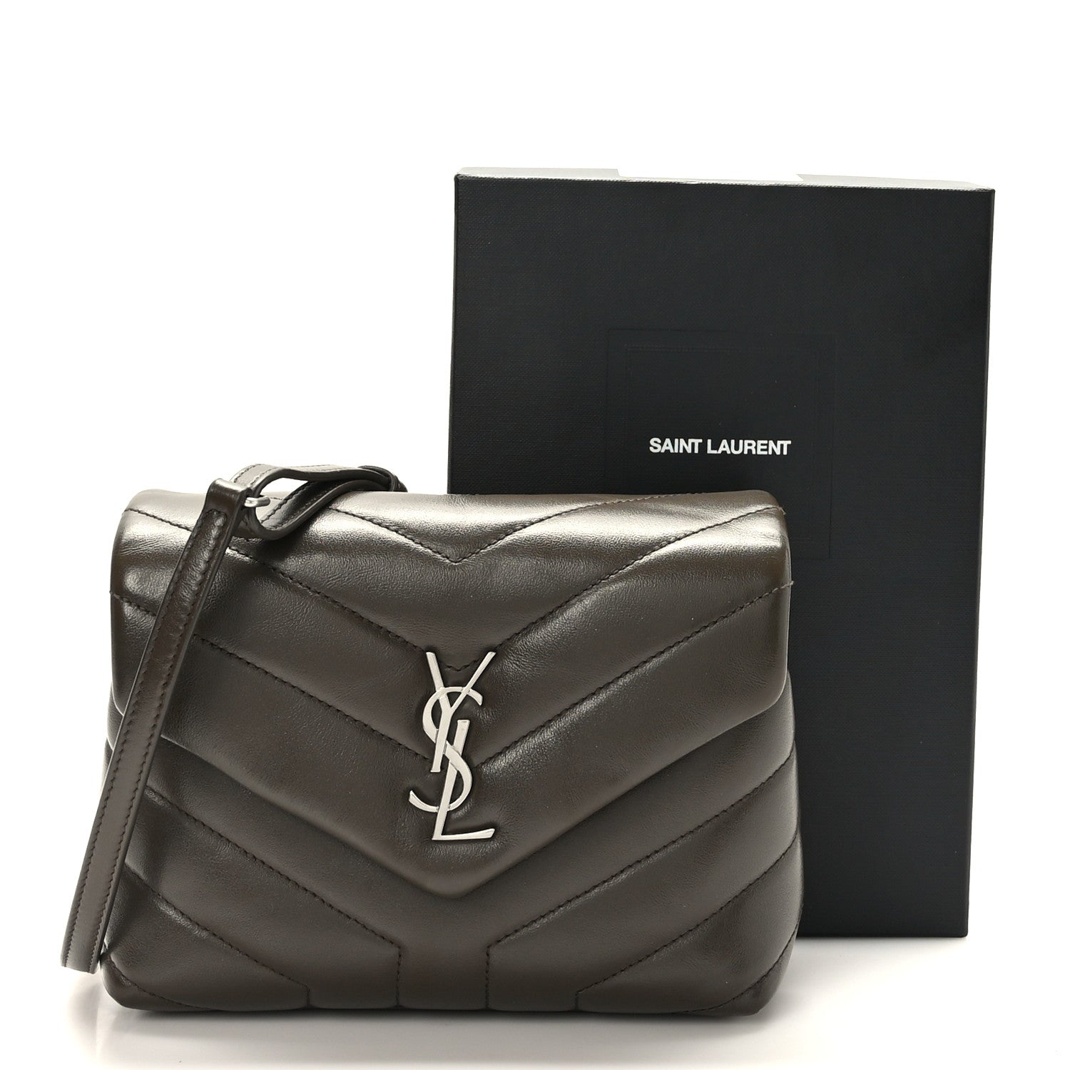 Saint Laurent Calfskin Y Quilted Monogram Toy Loulou Crossbody Bag Military Olive 9 of 9