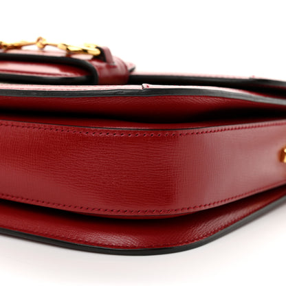 Gucci GG Supreme Monogram Azalea Calfskin Horsebit 1955 Shoulder Bag Beige Ebony New Cherry Red 10 of 12