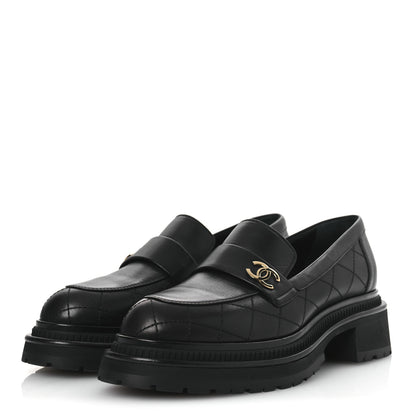 Chanel Calfskin Quilted CC Mocassin Loafers 40.5 Black 4 of 11