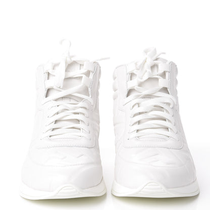 Fendi Nappa Macro FF Embossed Womens High Top Sneakers 36.5 White Ice 2 of 10
