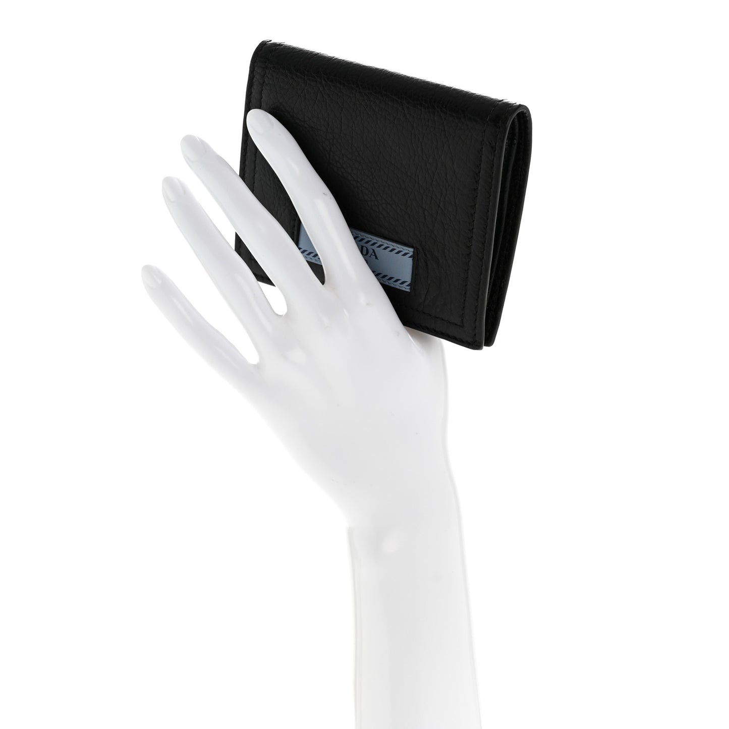 Glace Calfskin City Calfskin Etiquette Compact Wallet Black Astrale