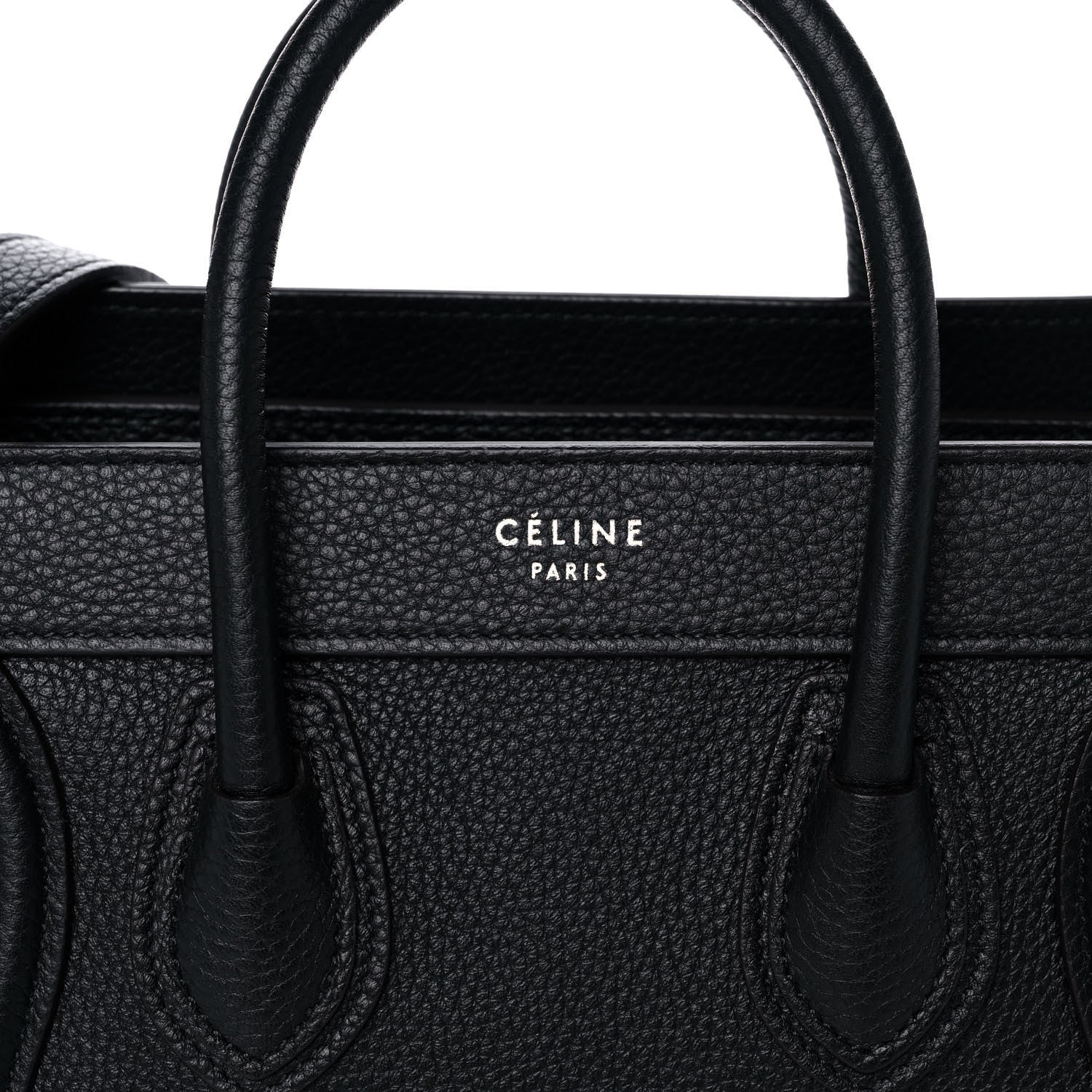 Celine Drummed Calfskin Nano Luggage Black 7 of 9