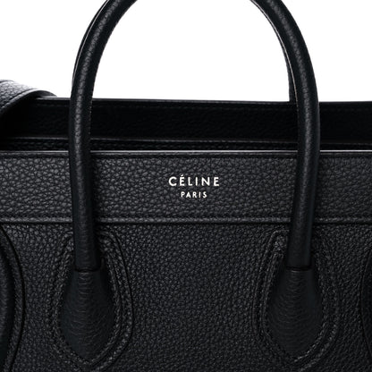 Celine Drummed Calfskin Nano Luggage Black 7 of 9