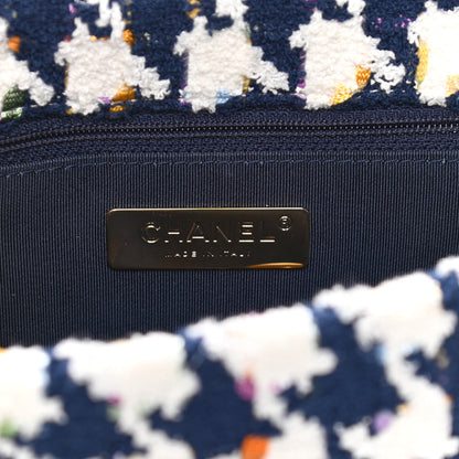 Chanel Tweed Quilted Medium Chanel 19 Flap Ecru Navy Blue Multicolor 7 of 8