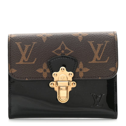 Louis Vuitton Patent Calfskin Monogram Cherrywood Compact Wallet Black 1 of 7