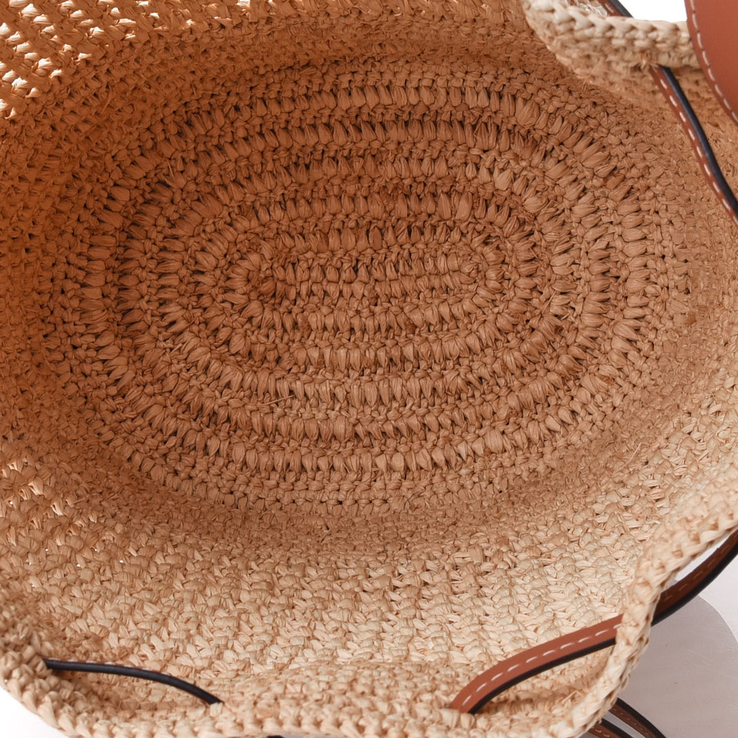 Raffia Calfskin Small Balloon Bucket Bag Natural Tan