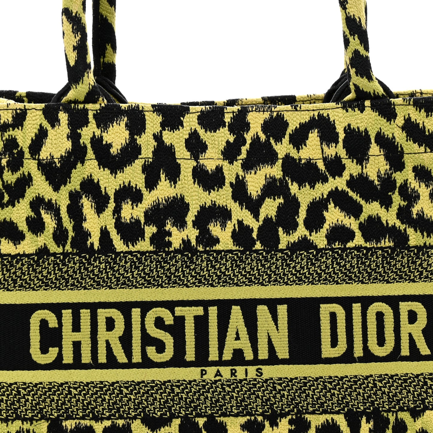 Canvas Mizza Embroidered Medium Leopard Book Tote Lime Pop