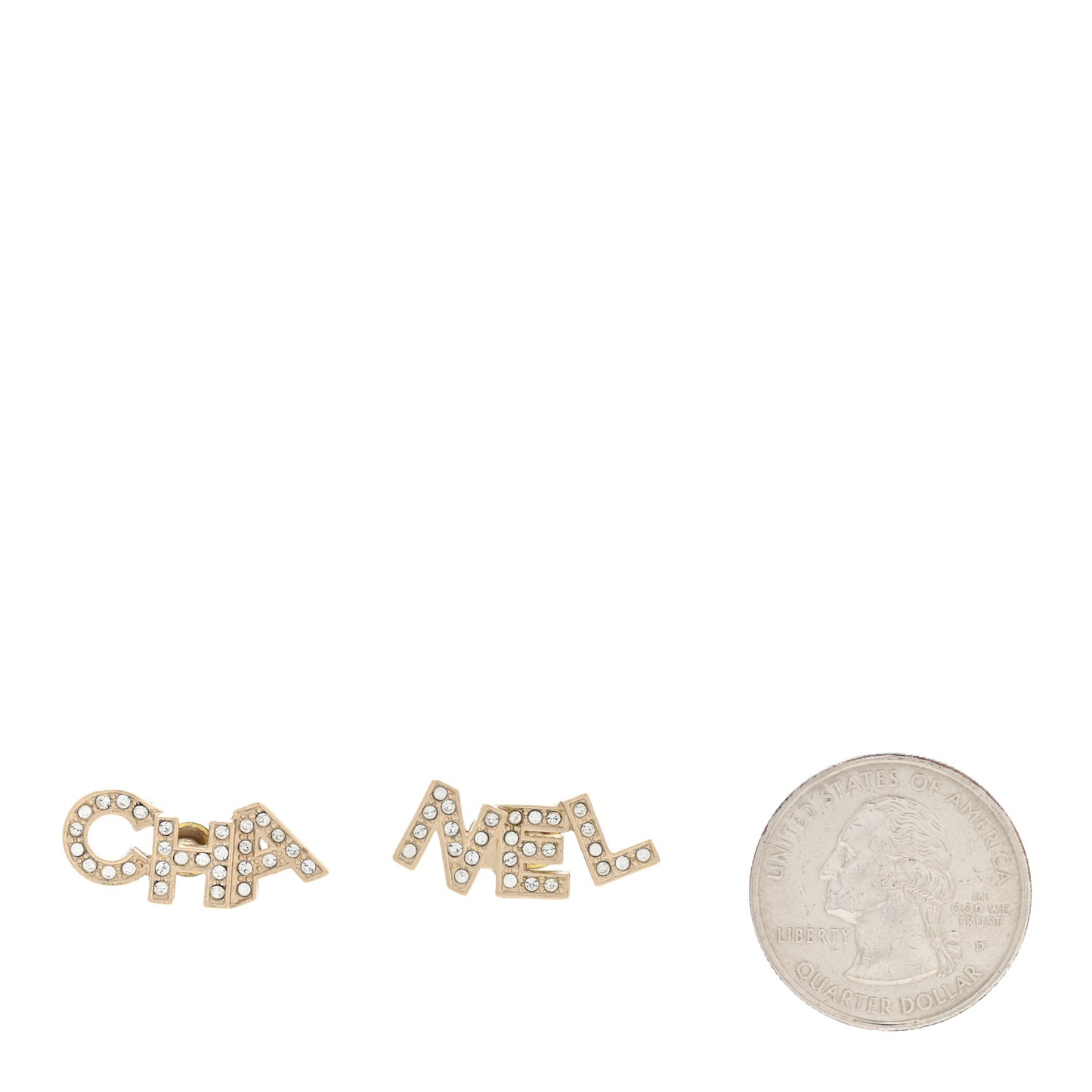 Crystal Cha-Nel Logo Earrings Gold