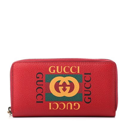 Gucci Cripto Calfskin Interlocking G Logo Zip Around Wallet Hibiscus Red Giallo Black Green Red 1 of 8