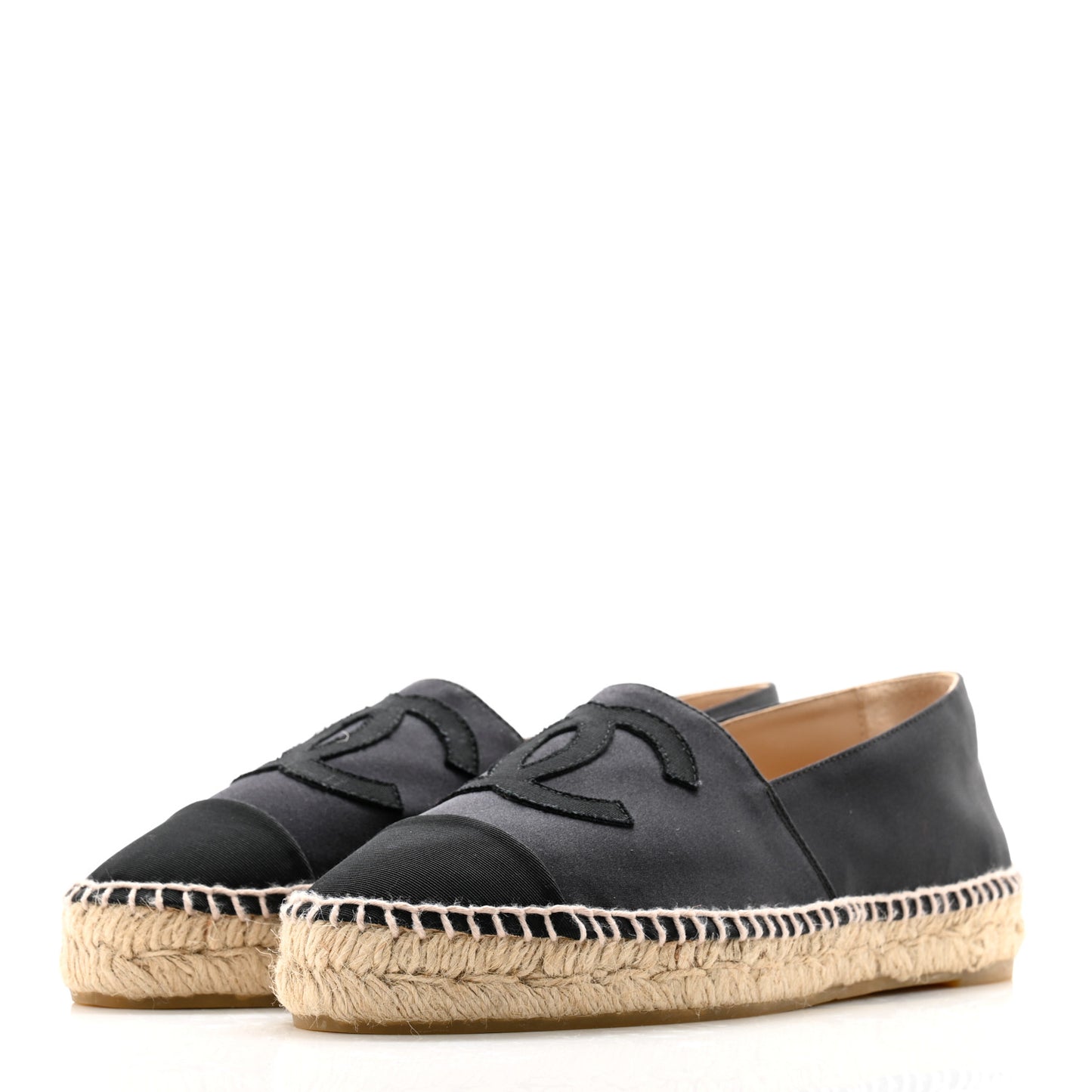 Satin Grosgrain CC Espadrilles 39 Black