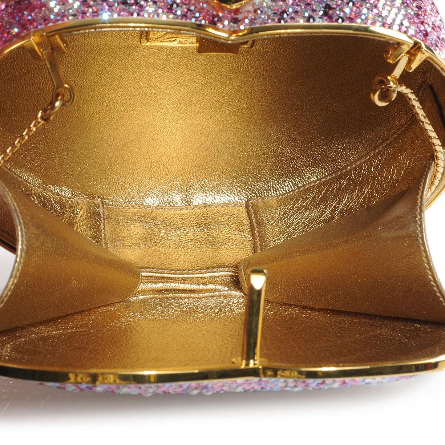 Crystal Heart Minaudiere Clutch Pink