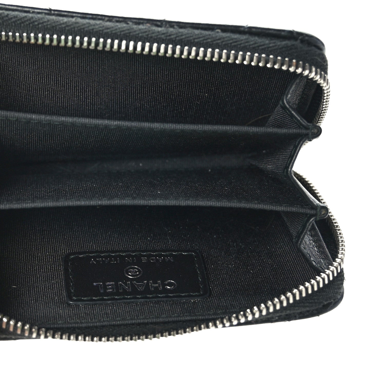Chanel Lambskin Camellia Embossed Studded Zip Coin Purse Black 5 of 7