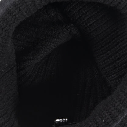 Chanel Wool Cashmere CC Beanie Hat Light Black White 4 of 5