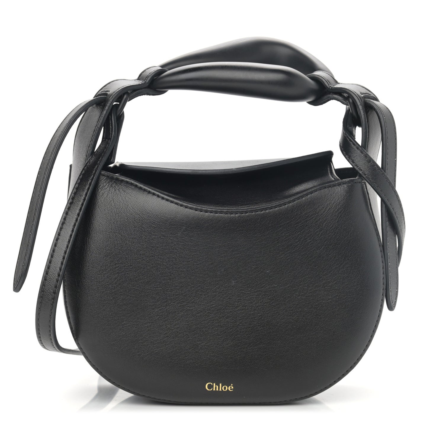 Small Grain Calfskin Kiss Bag Black