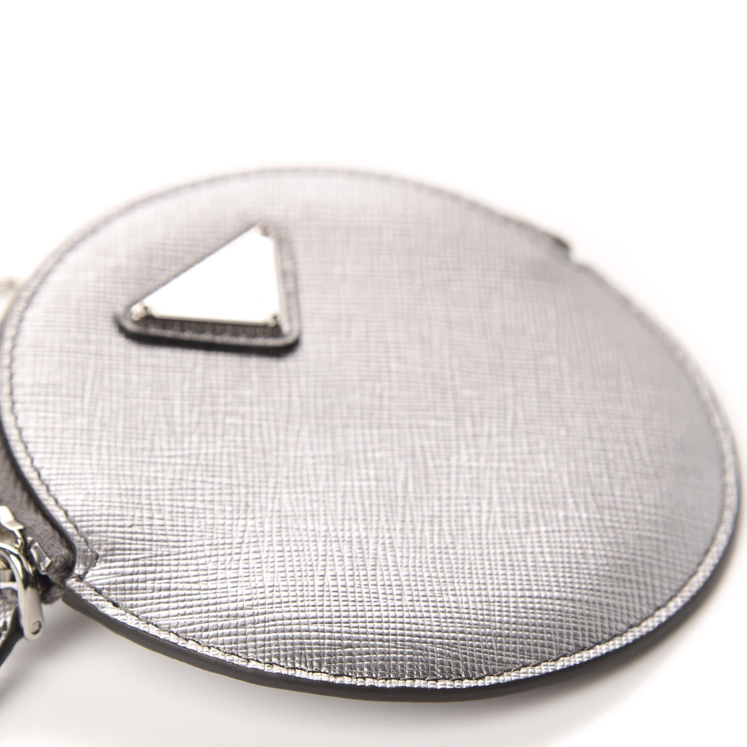 Prada Metallic Saffiano Mini Pouch Cromo 6 of 10