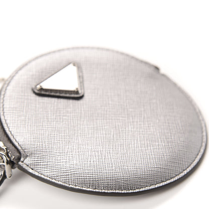 Prada Metallic Saffiano Mini Pouch Cromo 6 of 10