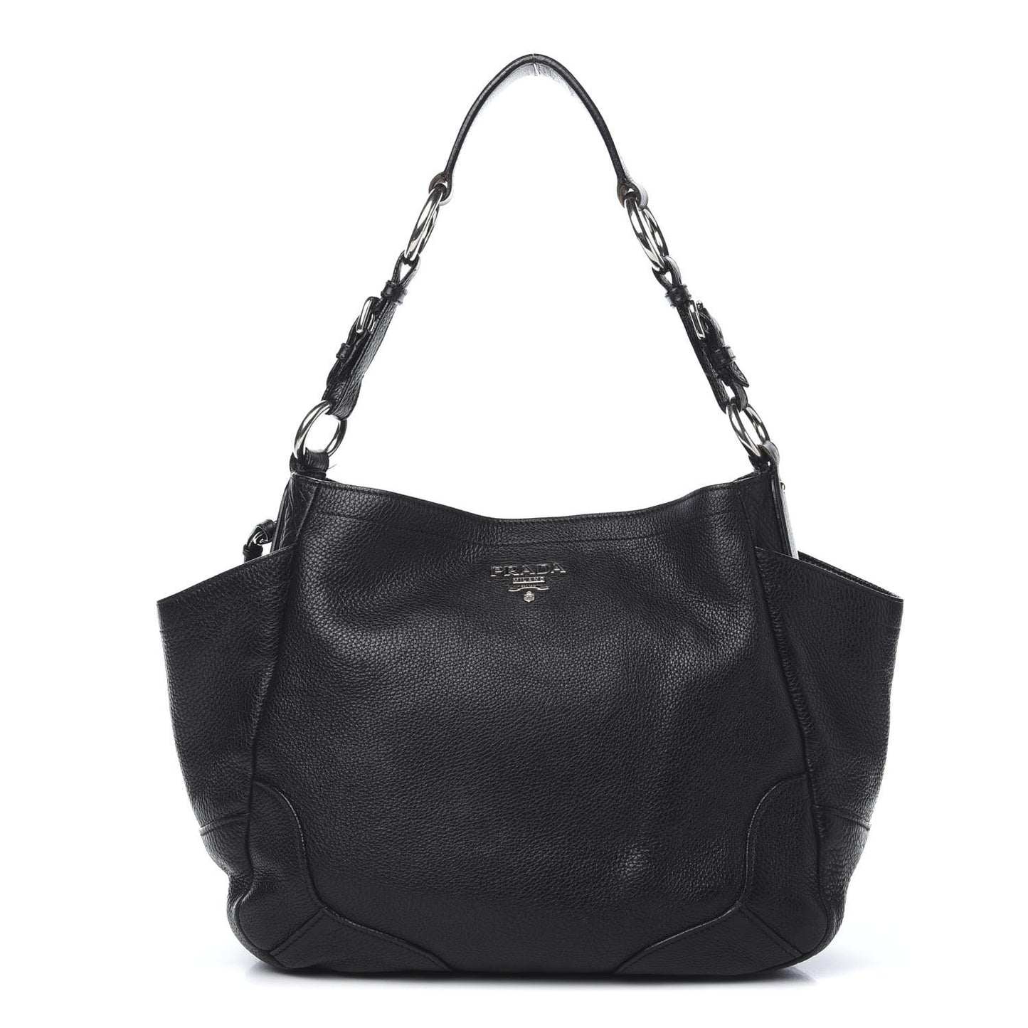 Vitello Daino Side Pocket Hobo Black