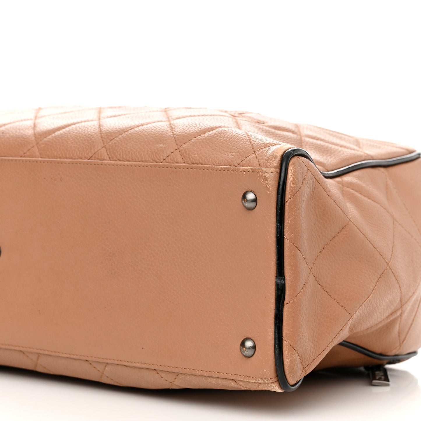 Calfskin Quilted Large Bowler Beige Black