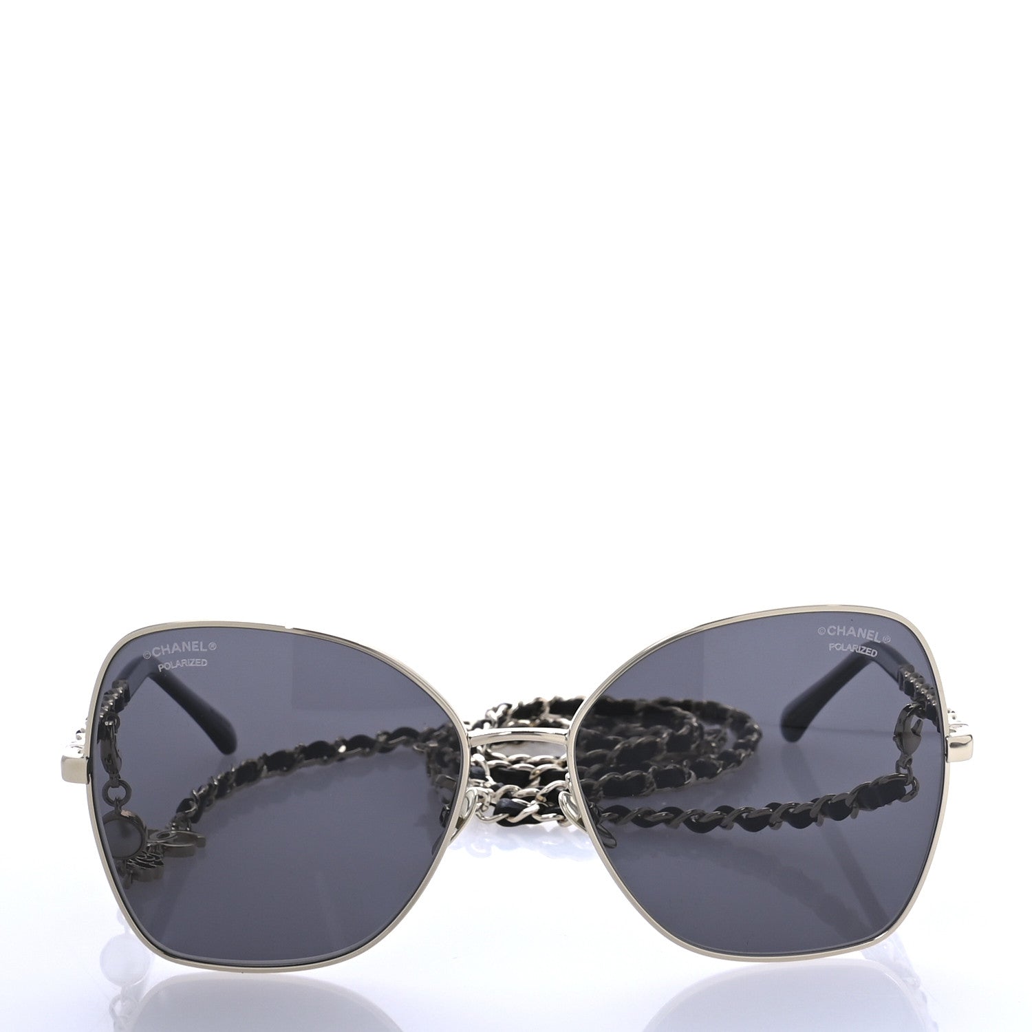 Chanel Metal Square Frame Chain Sunglasses 4274-Q Gold Black 2 of 9