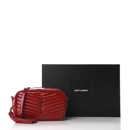 Saint Laurent Patent Calfskin Matelasse Monogram Mini Lou Camera Bag Eros Red 11 of 11