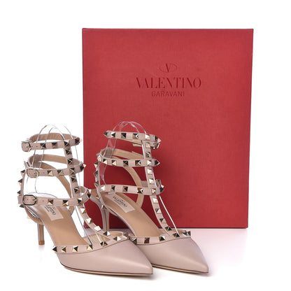 Valentino Garavani Calfskin Nappa Rockstud Ankle Strap 65mm Pumps 38 Poudre 9 of 9