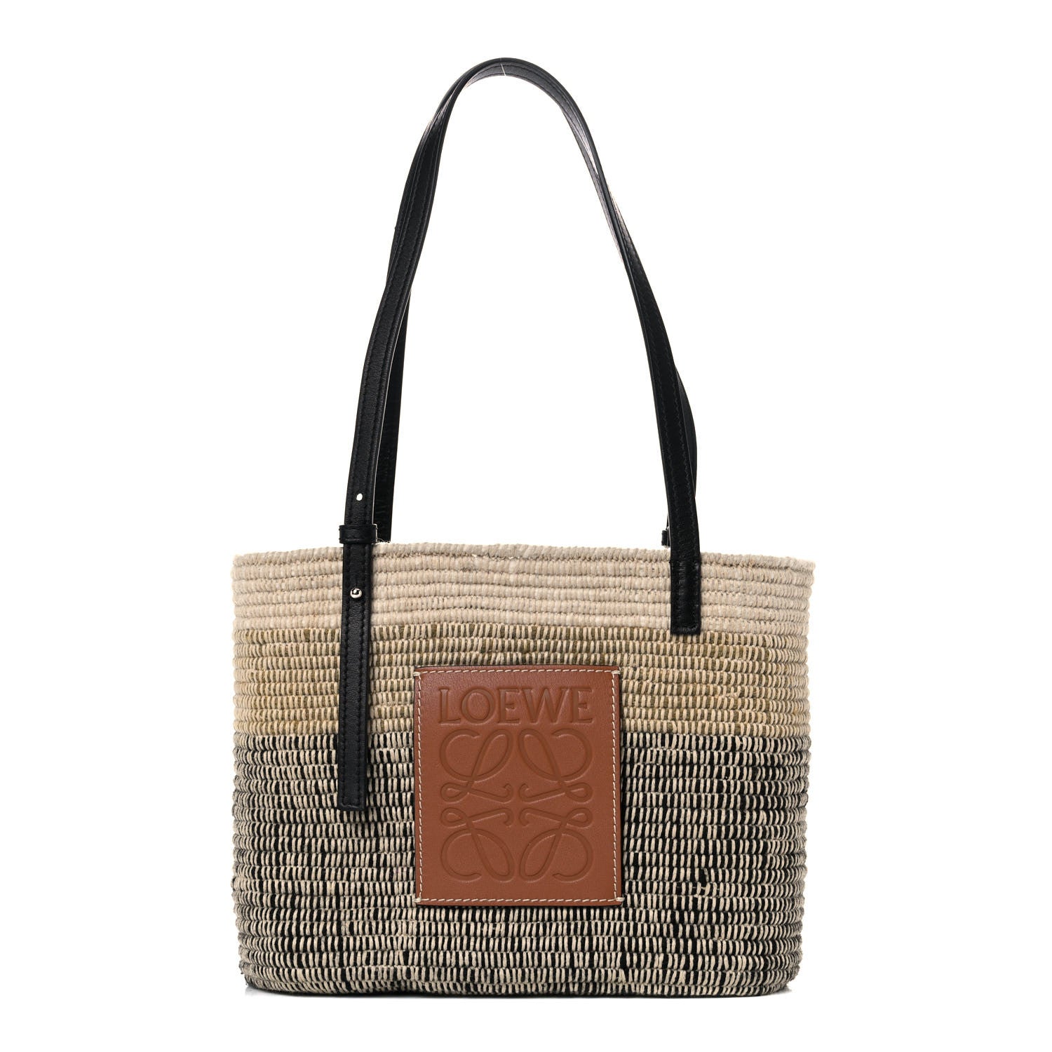 Loewe Raffia Square Small Basket Tote Bag Ombre Black 1 of 8