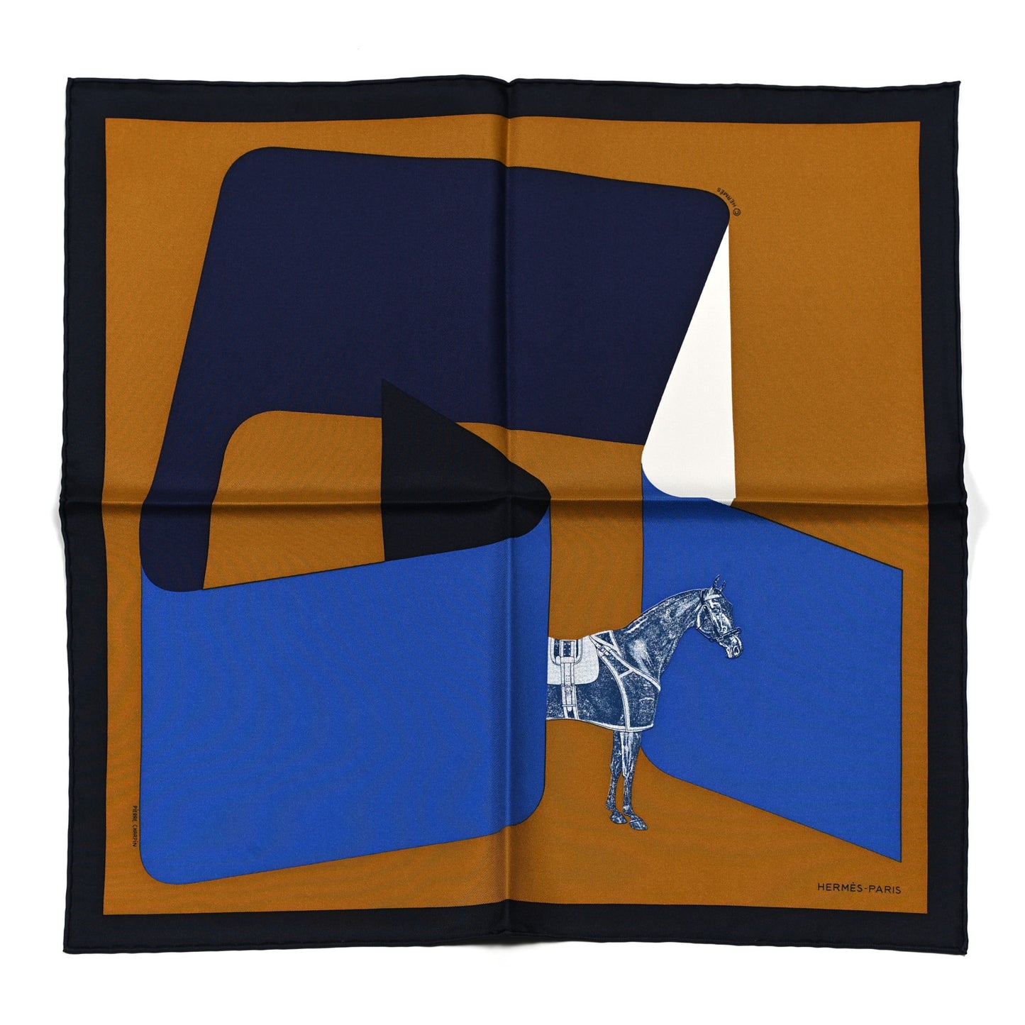 Silk La Serpentine De Pierre Pocket Square Tabac Marine Bleu