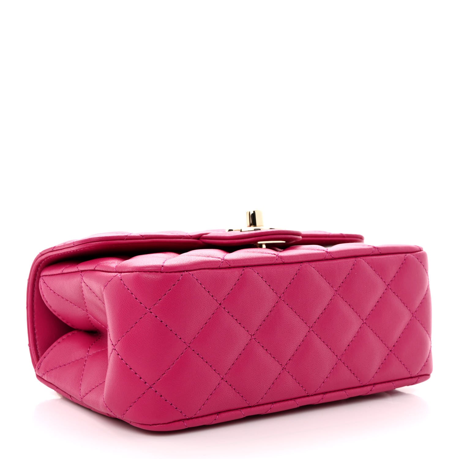Chanel Lambskin Quilted Mini Crystal Top Handle Rectangular Flap Dark Pink 4 of 10