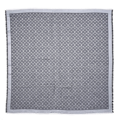 Louis Vuitton Wool Silk Monogram Denim Shawl Black 2 of 7