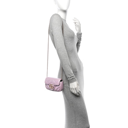 Gucci Iridescent Nappa Chevron Matelasse Super Mini GG Marmont Shoulder Bag Iridescent Escape Pink 2 of 10