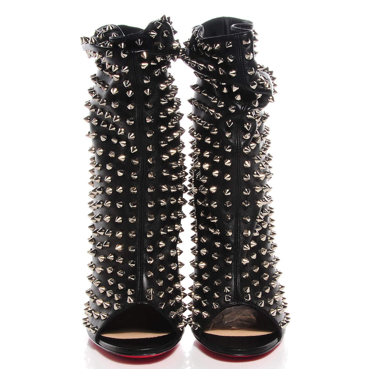 Nappa Guerilla 120 Spiked Open Toe Booties 38 Black