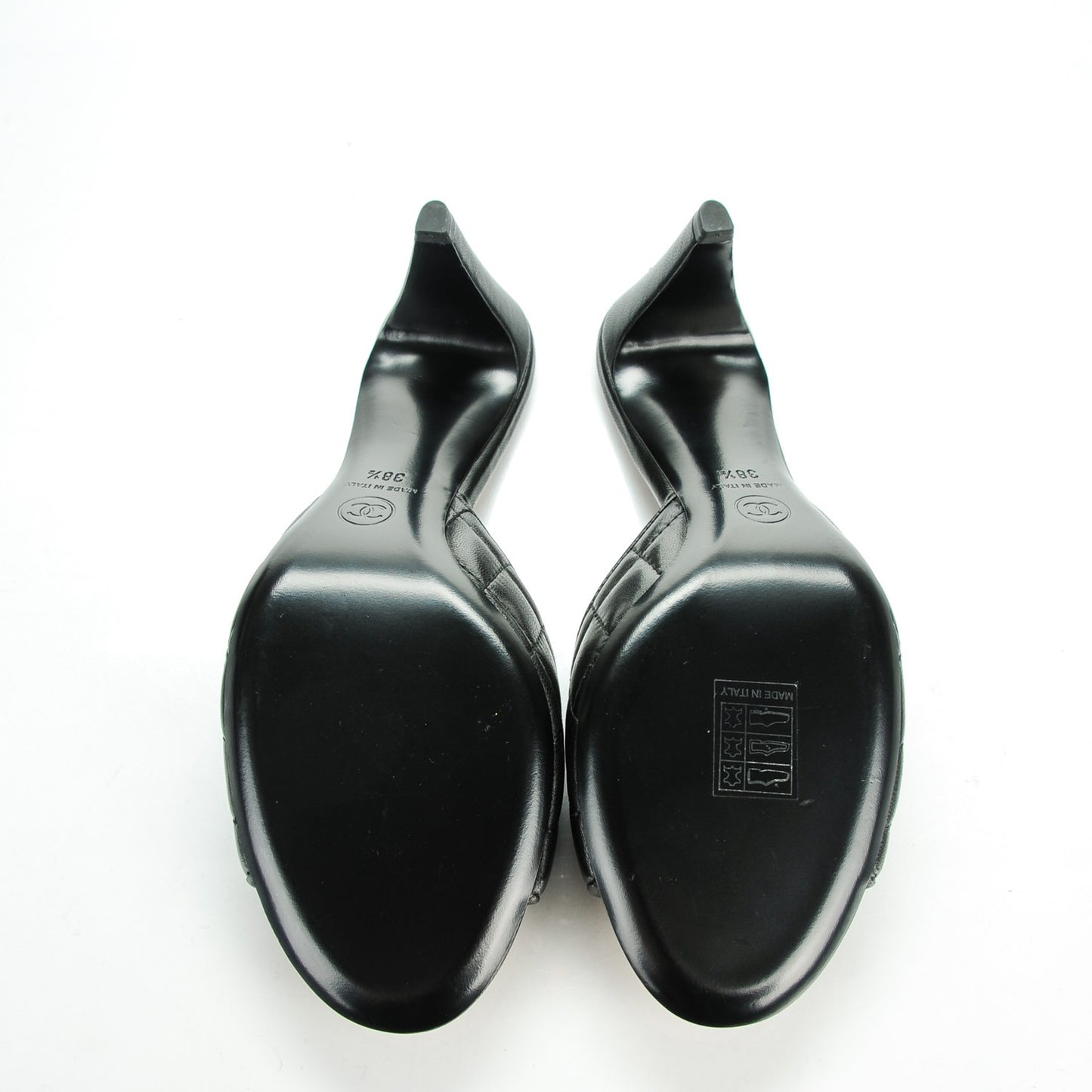 Lambskin Quilted CC Mules 38.5 Black