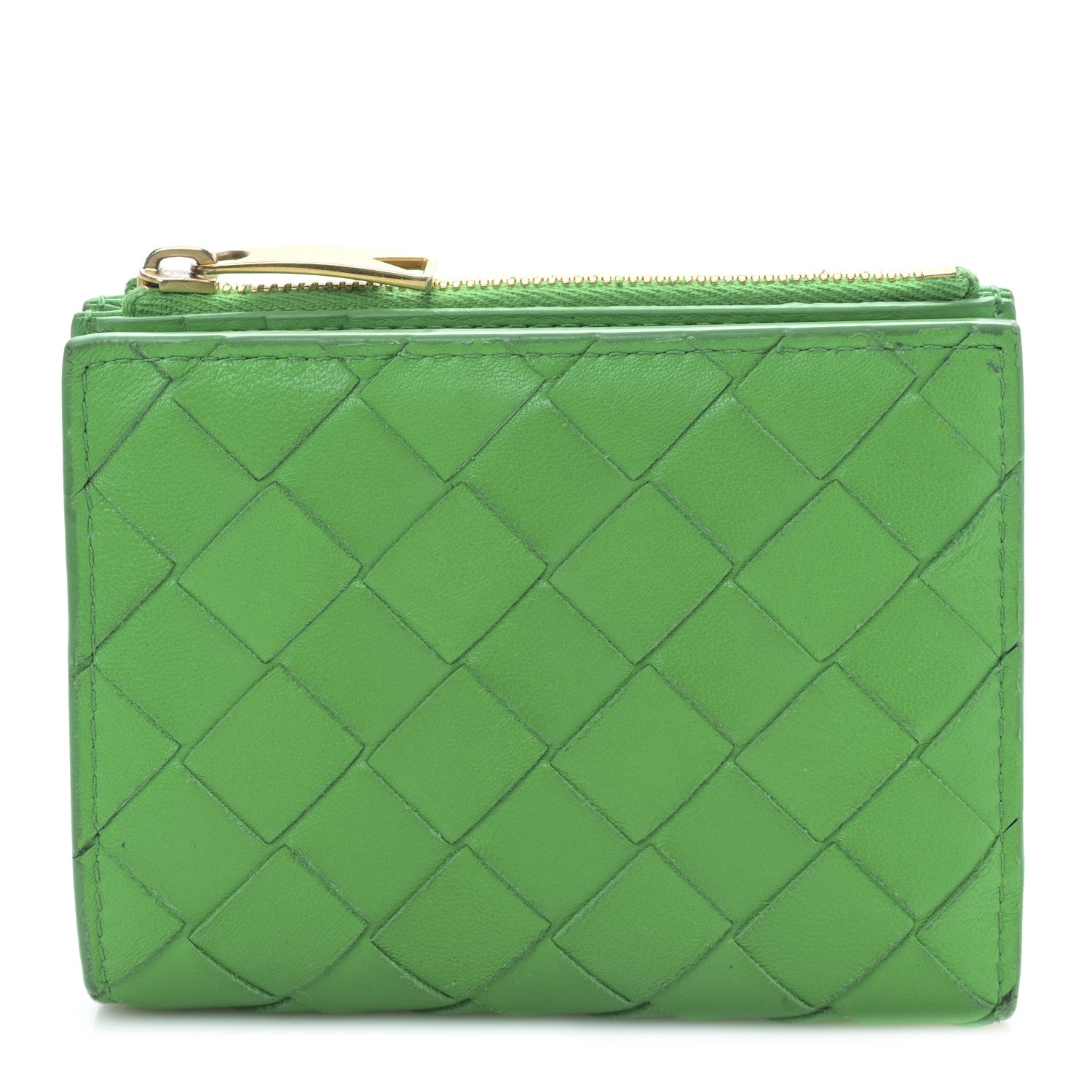 Bottega Veneta Nappa Intrecciato Bifold Zip Wallet Grass 1 of 9