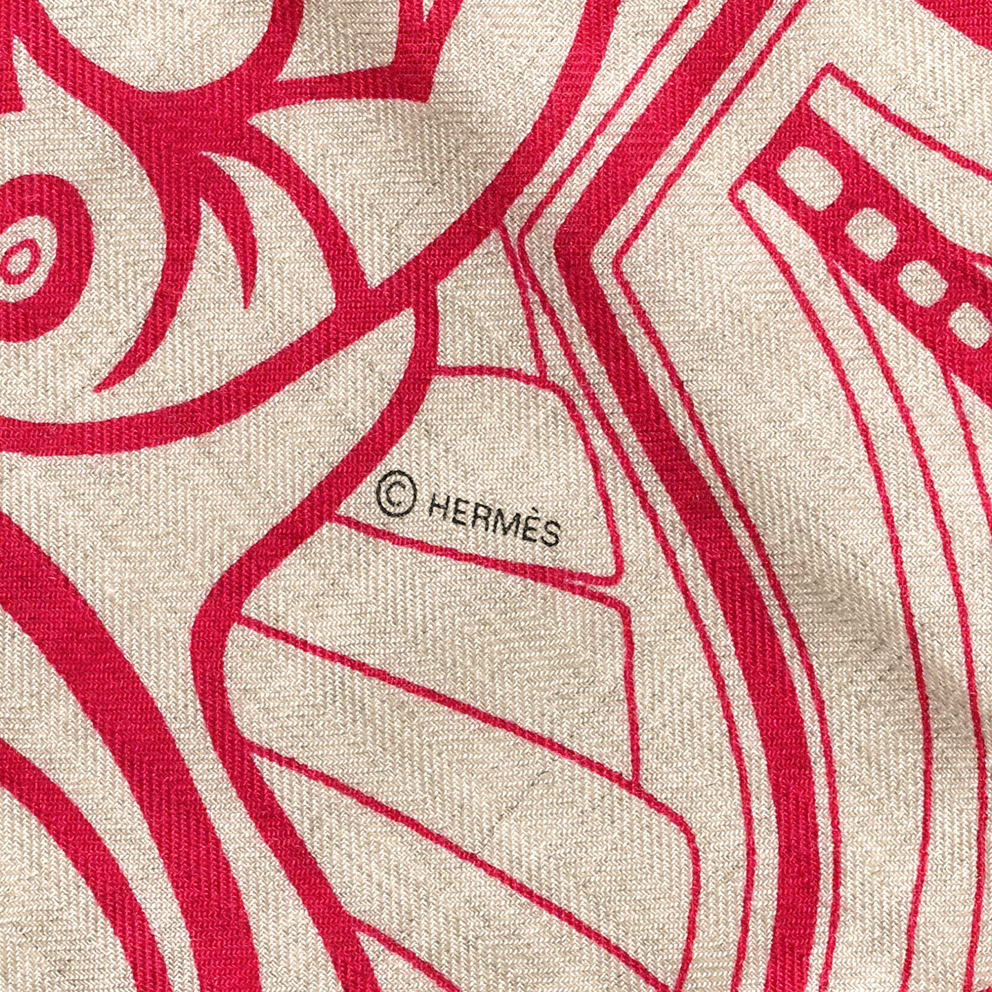 Hermes Cashmere Silk Folklore d'Henri d'Origny Giant Pointe Triangle Shawl Naturel Fuchsia Rose Poudre 3 of 4