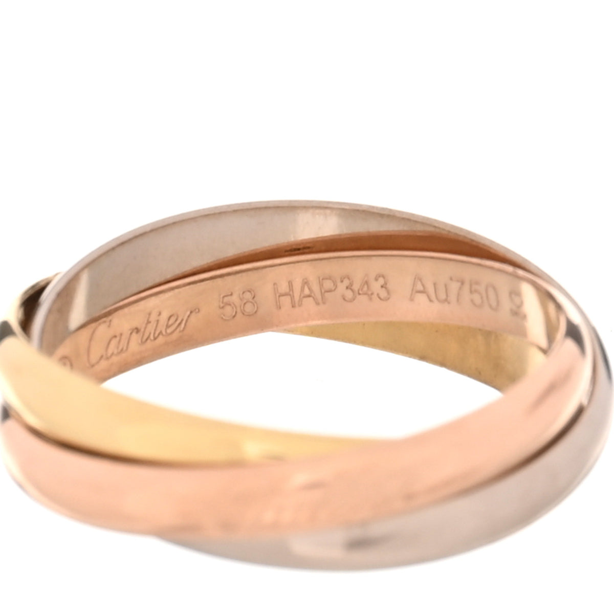 18K Pink Yellow White Gold Small Trinity Ring 58 8.25