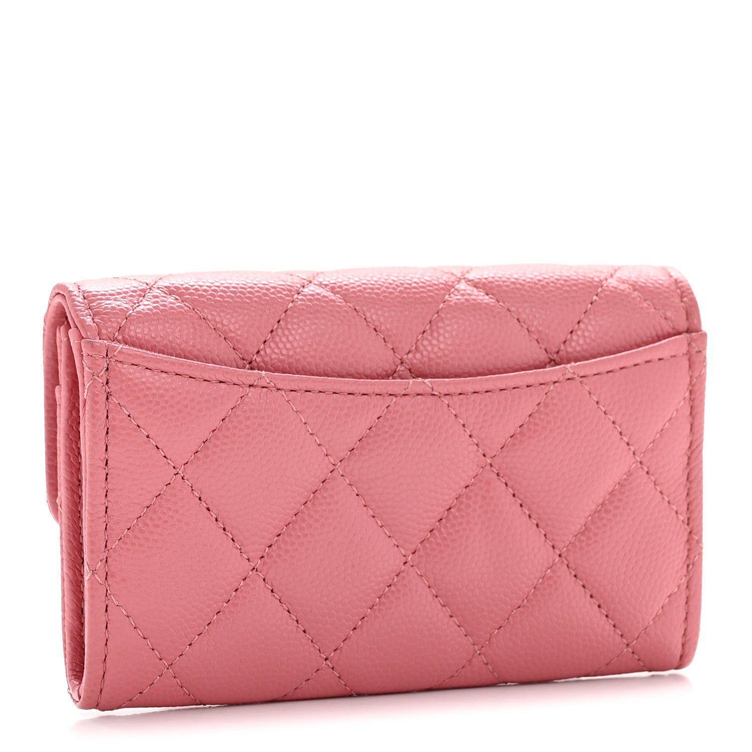 Chanel Caviar Quilted Flap Card Holder Wallet Pink 3 of 10