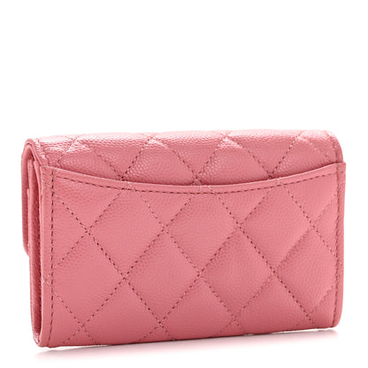 Chanel Caviar Quilted Flap Card Holder Wallet Pink 3 of 10