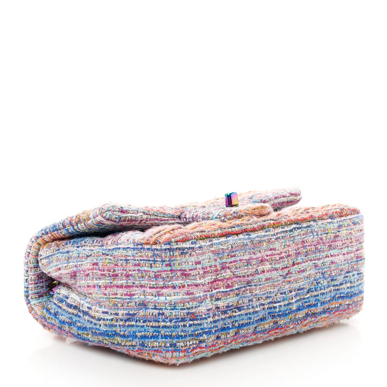 Chanel Tweed Quilted Mini Rectangular Flap Blue Pink Orange 4 of 11