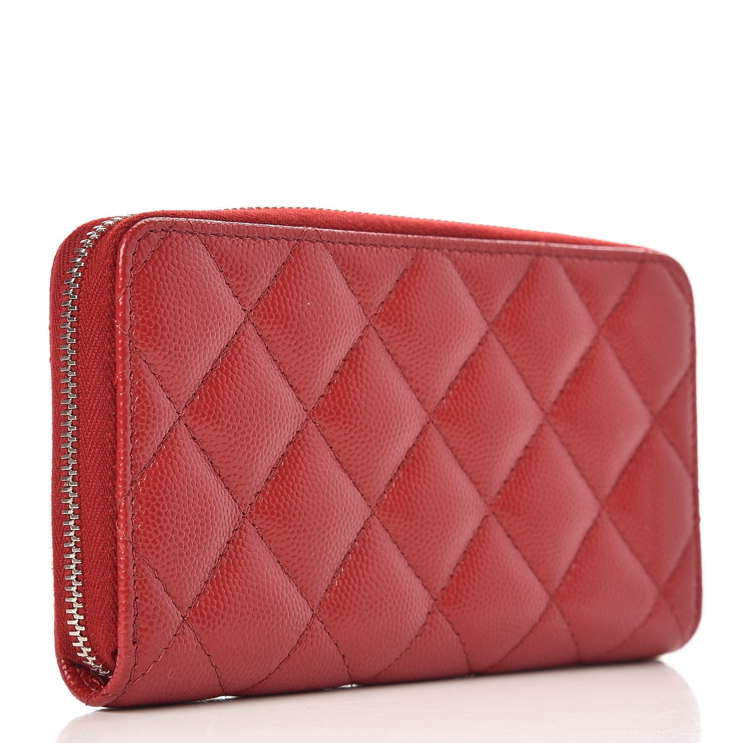Chanel Caviar Quilted Small Zip Around Wallet Dark Red 3 of 9
