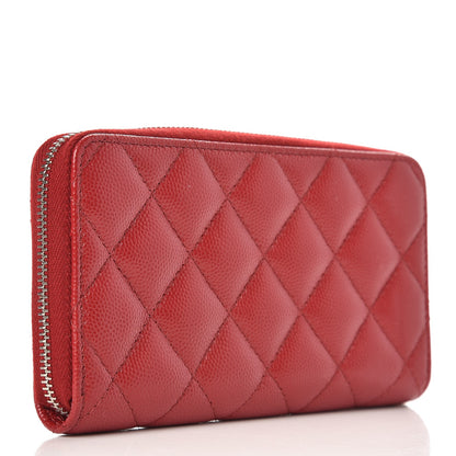 Chanel Caviar Quilted Small Zip Around Wallet Dark Red 3 of 9