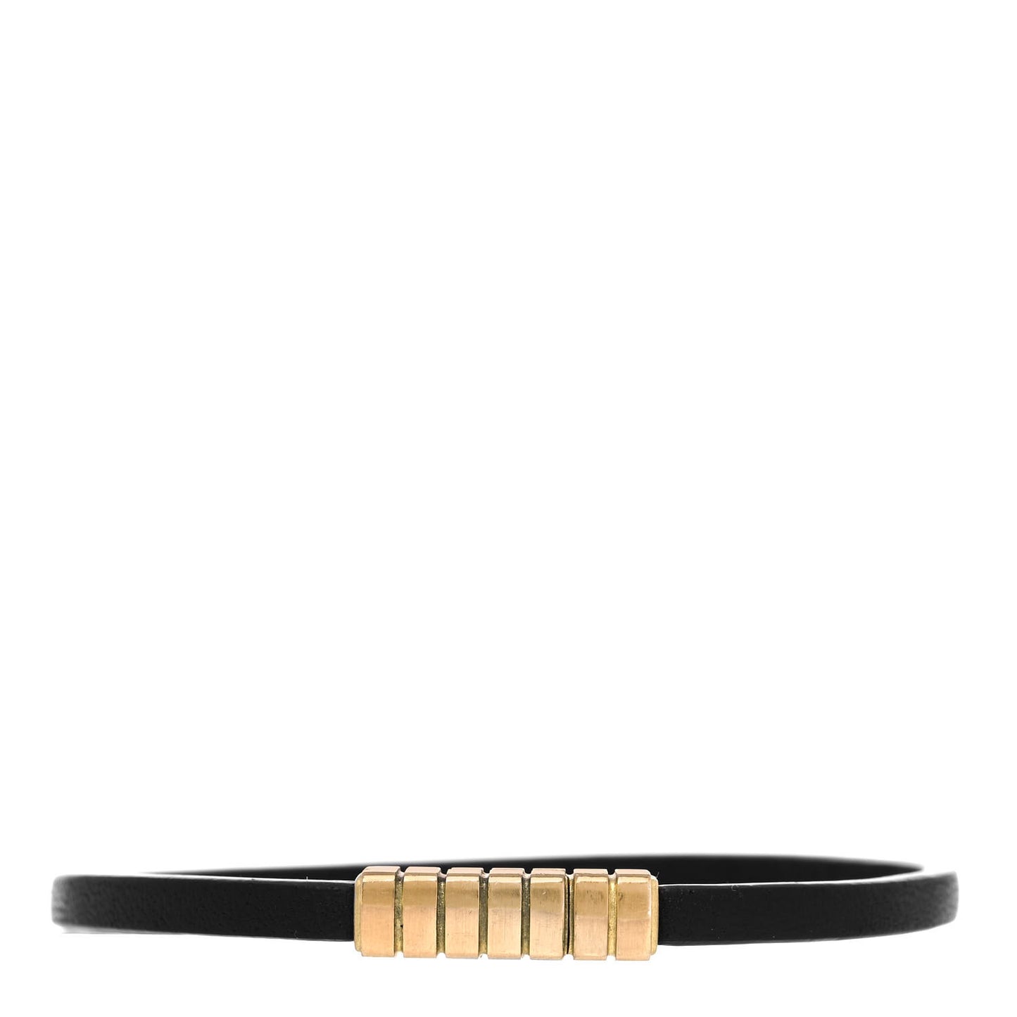 18K Yellow Gold Leather Southwest Narrow Bracelet Black