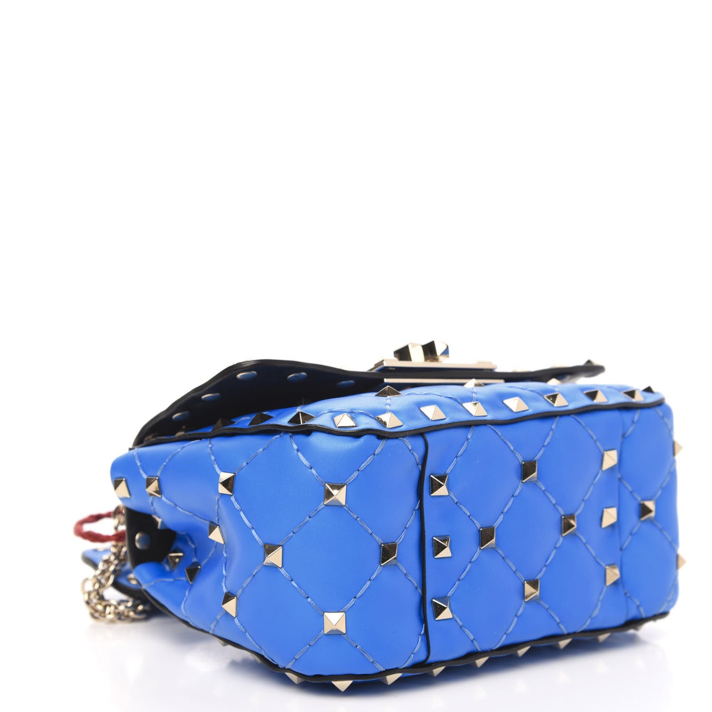 Calfskin Micro Rockstud Spike Shoulder Bag Blue Fluo