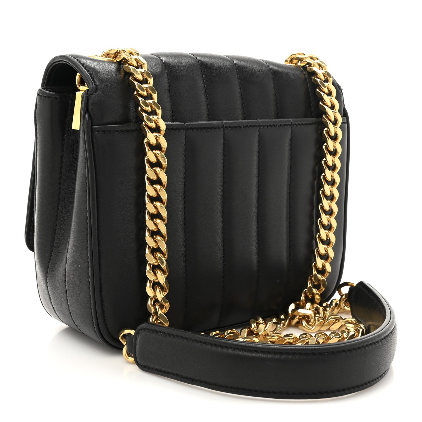 Lambskin Matelasse Monogram Small Vicky Chain Bag Black
