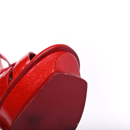 Saint Laurent Patent Textured Tribute 105 Platform Sandals 38 Red 11 of 12