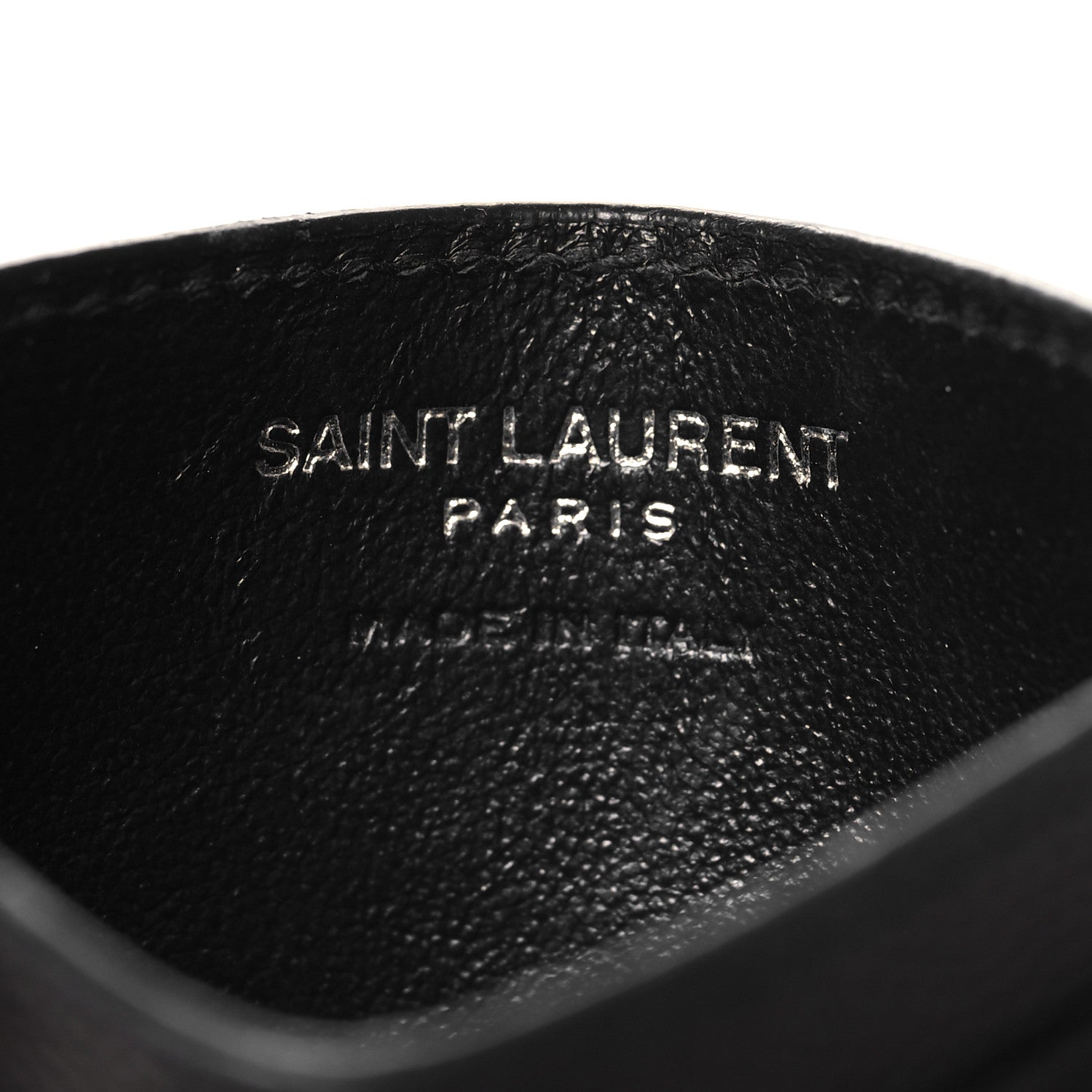 Saint Laurent Grain De Poudre Matelasse Chevron Monogram Credit Card Case Black 6 of 7