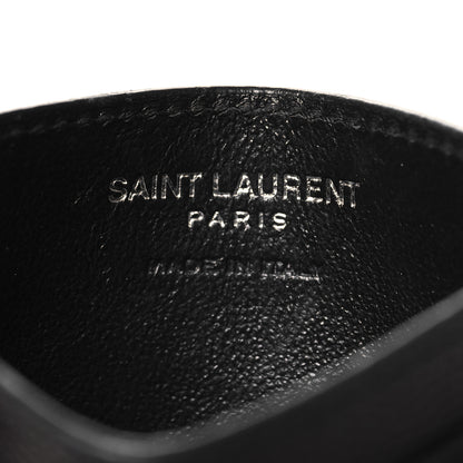 Saint Laurent Grain De Poudre Matelasse Chevron Monogram Credit Card Case Black 6 of 7