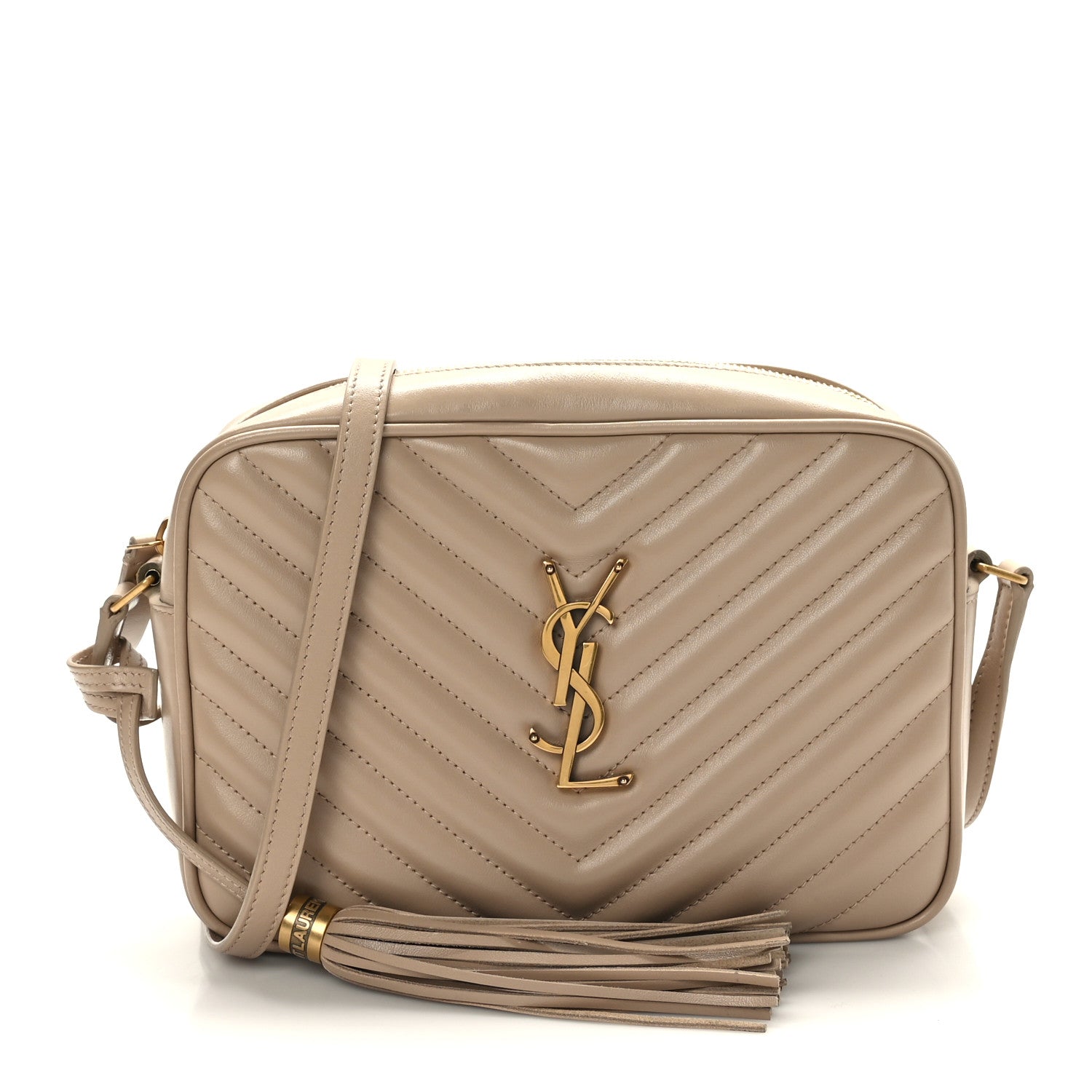 Saint Laurent Calfskin Matelasse Monogram Lou Camera Bag Dark Beige 1 of 9