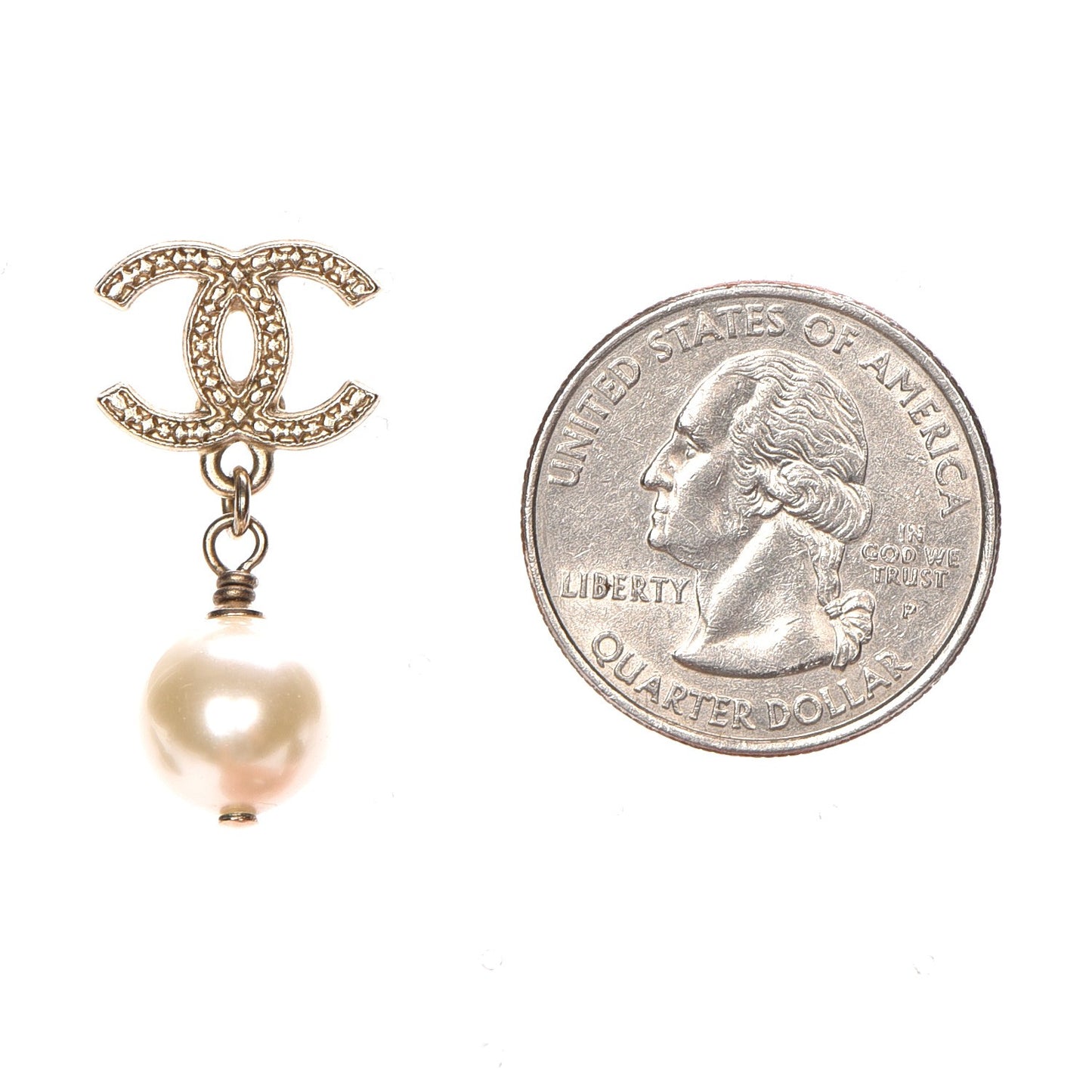 Pearl CC Drop Earrings Gold