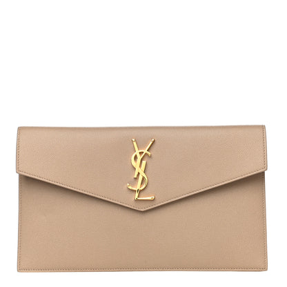 Saint Laurent Grain De Poudre Uptown Pouch Dark Beige 1 of 11
