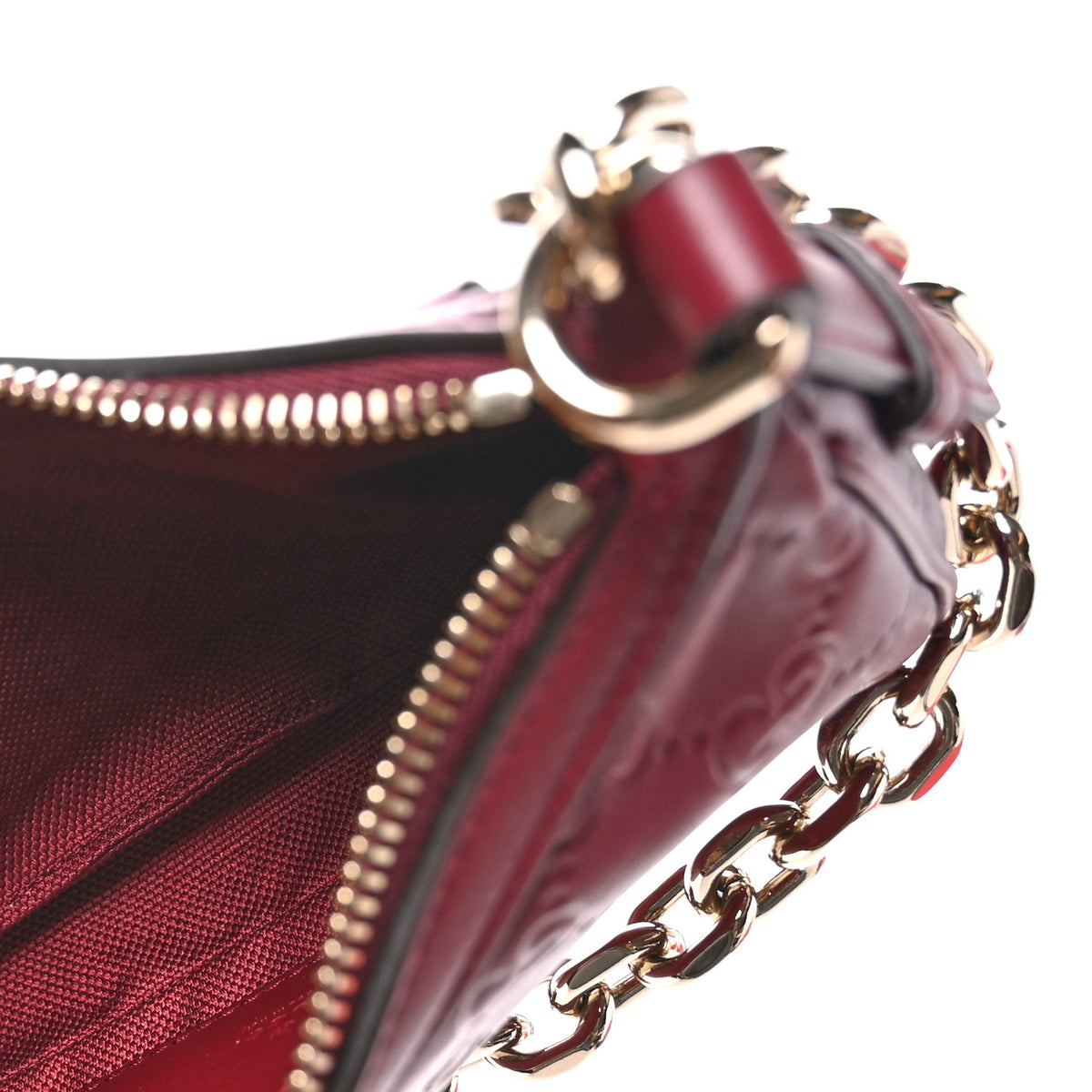 GG Calfskin Embossed Emblem Mini Shoulder Bag Rosso Ancora